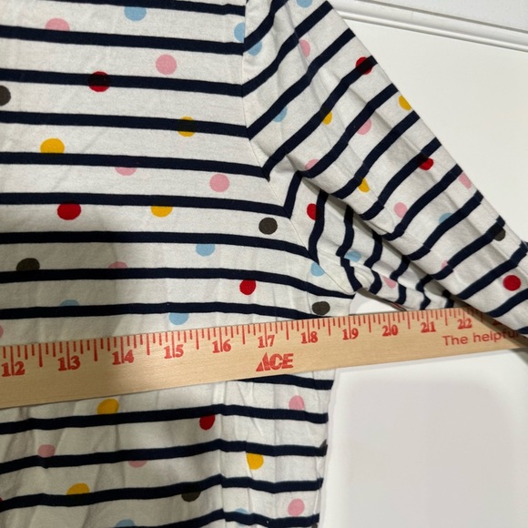 Boden Breton Long Sleeve Tee Stripes and Dots Navy Blue White Size 14 - Picture 5 of 9
